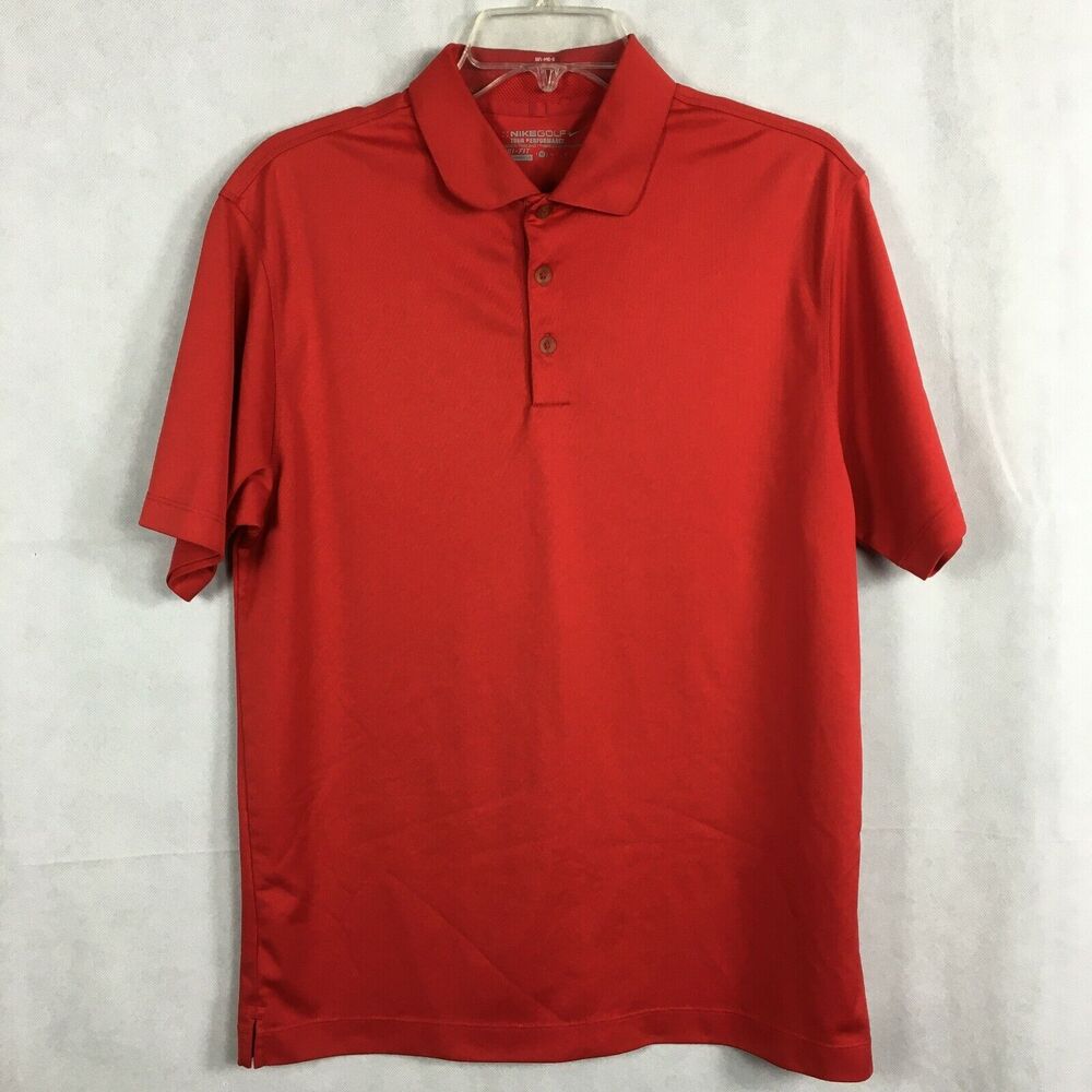 Nike Golf Polo Shirt Mens‎ Sz M Dri Fit Red Tour Performance Short Sleeve